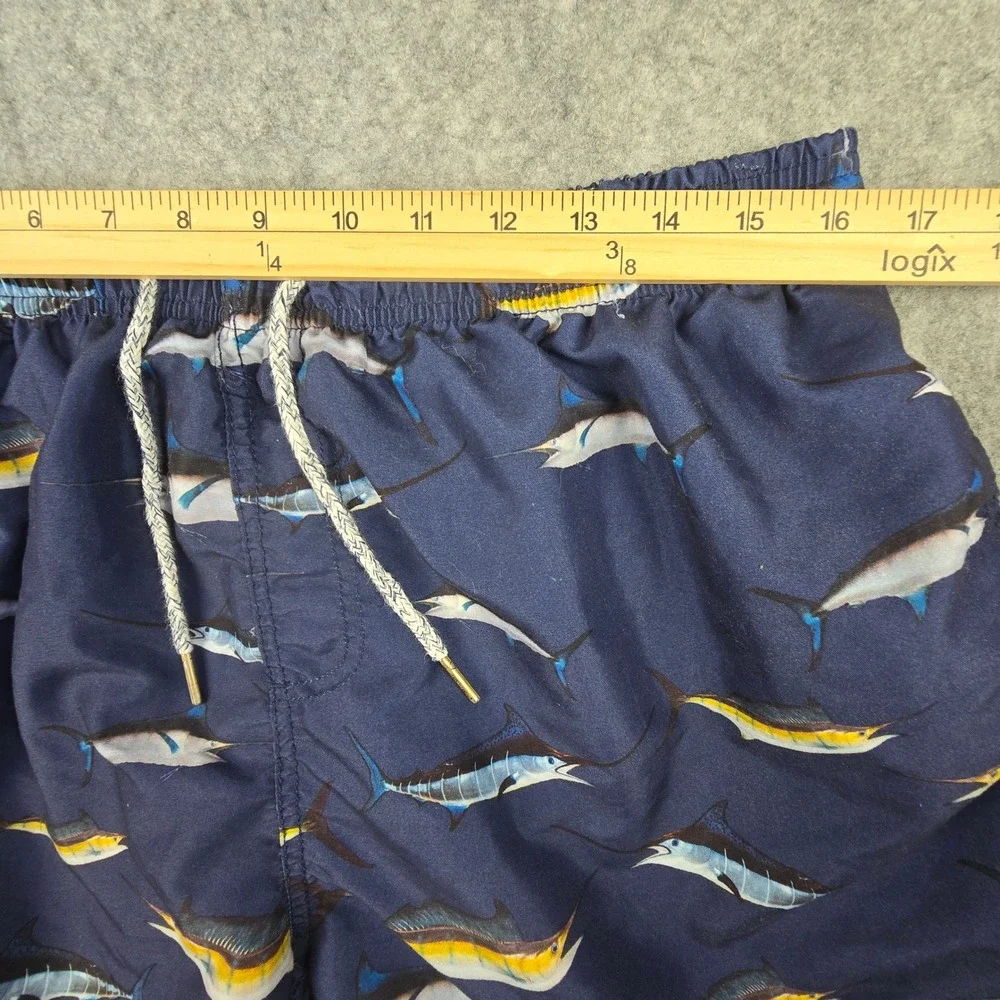 Spicy Tuna Swim‎ Trunks Men 2XL Navy Blue Marlin Print Elastic Waist Beachwear